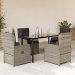vidaXL Ensemble à manger de jardin et coussins 5 Pièces gris clair rotin