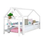 Lit cabane avec étagère 90 x 200 blanc