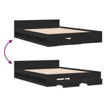vidaXL Cadre de lit avec tiroirs sans matelas noir 120x190 cm