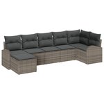 vidaXL Ensemble de canapé de jardin 7 pièces avec coussins gris en rotin synthétique
