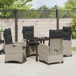 vidaXL Ensemble de salle à manger de jardin 5 pièces avec coussins Gris clair Poly Rattan