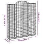 vidaXL Panier de gabions arqué 200x30x220/240 cm Fer galvanisé