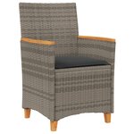 vidaXL Chaises de jardin coussins lot de 2 gris résine tressée et bois