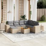 vidaXL Salon de jardin avec coussins 8 Pièces beige résine tressée
