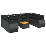 vidaXL Salon de jardin 10 Pièces avec coussins noir résine tressée