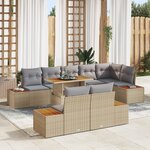 Ensemble de canapés de jardin 9 pièces avec coussins Beige Rotin