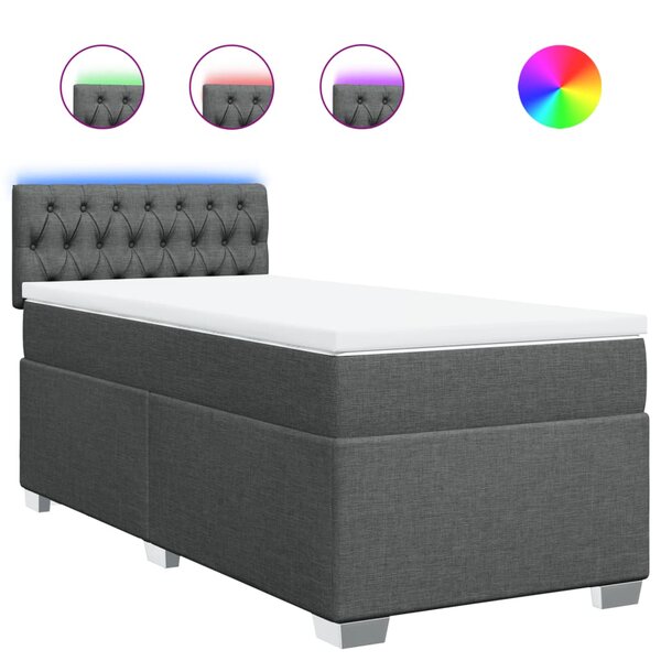 vidaXL Sommier à lattes de lit et matelas Gris foncé 90x190 cm Tissu