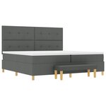 vidaXL Lit à ressort avec matelas et banc Gris foncé 200x200 cm Tissu