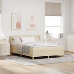Lit Box Spring avec Matelas - Crème  140x190 cm  Tissu