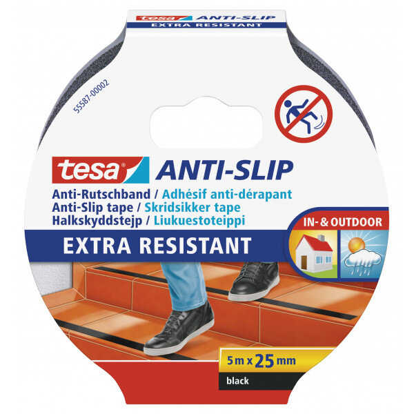 Adhésif de sol antidérapant tesa escaliers et marches noir 5m x 25mm