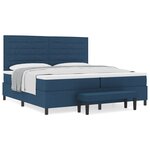 vidaXL Lit à ressort avec matelas et banc bleu 200x200 cm en tissu