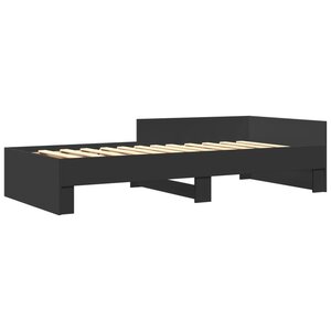 vidaXL Cadre de lit noir 100x200 cm bois d'ingénierie