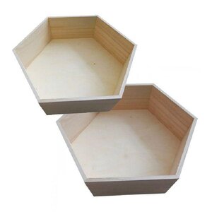 2 étagères hexagonales en bois 36 x 31 cm et 39 x 34 cm