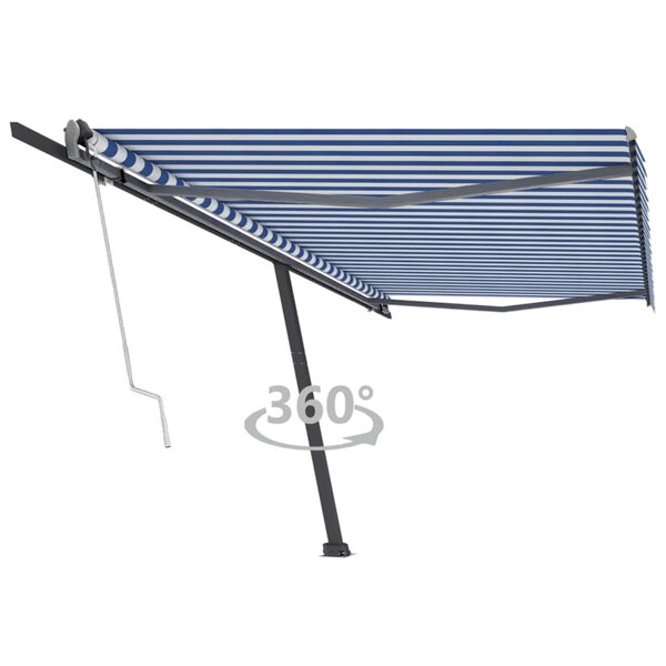 vidaXL Auvent automatique sur pied 500x300 cm Bleu/Blanc