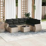 vidaXL Salon de jardin 8 Pièces avec coussins gris clair résine tressée