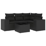 vidaXL Salon de jardin 5 Pièces avec coussins noir résine tressée