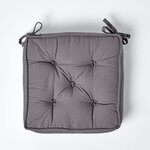 Galette de chaise coussin rehausseur en coton Gris ardoise  40 x 40 x 10 cm - HOMESCAPES