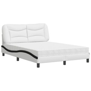 vidaXL Lit avec matelas blanc et noir 140x200 cm similicuir