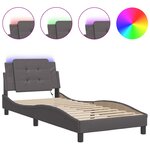 vidaXL Cadre de lit avec LED sans matelas gris 100x200 cm