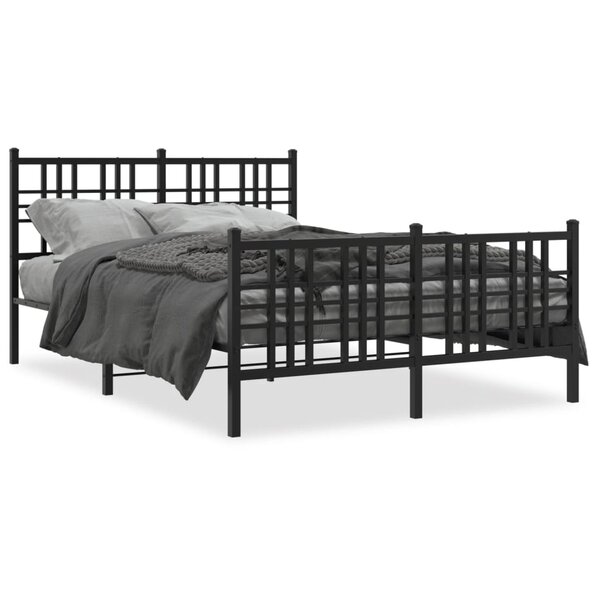vidaXL Cadre de lit métal sans matelas avec pied de lit noir 120x190cm