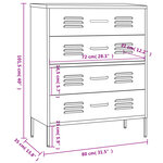 vidaXL Commode Blanc 80x35x101 5 cm Acier