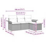 vidaXL Ensemble de canapé de jardin de 4 pièces avec coussins noir en poly rotin