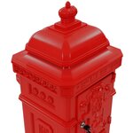 Boîte aux lettres à pilier aluminium vintage antirouille Rouge Rouge 02_0041556