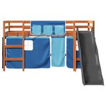 vidaXL Lit mezzanine enfants et rideaux bleu 90x200cm bois pin massif