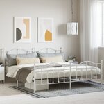 vidaXL Cadre de lit métal sans matelas et pied de lit blanc 200x200 cm