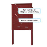 Bloc collectif Leabox  2x3  grade 3  simple face  extérieur  fixation sur pieds à sceller  rouge brun ral 3011 finition brillante