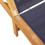 vidaXL Chaise longue bleu bois d'acacia solide et textilène