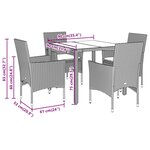 vidaXL Ensemble à manger de jardin et coussins 5Pièces beige rotin acacia