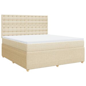 vidaXL Sommier à lattes de lit avec matelas Crème 180x200 cm Tissu