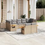vidaXL Salon de jardin avec coussins 9 Pièces beige résine tressée