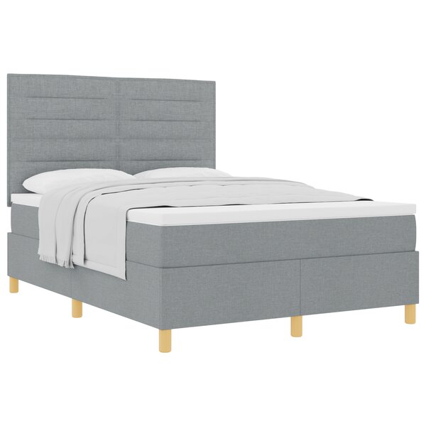 vidaXL Lit à ressorts avec matelas gris clair 140x190 cm tissu
