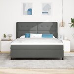 Lit Box Spring vidaXL avec Matelas en Gris Foncé  180x200 cm Tissu