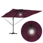 vidaXL Parasol déporté Roma de avec LEDs Bordeaux Rouge 286x285x270 cm Aluminium