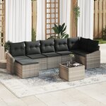 vidaXL Ensemble de canapé de jardin 7 pièces avec coussins en rotin synthétique noir