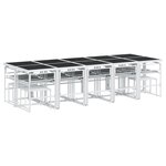 vidaXL Ensemble à manger de jardin avec coussins 15Pièces blanc textilène