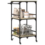 vidaXL Chariot de cuisine chêne sonoma 60 5x50x105cm bois d'ingénierie