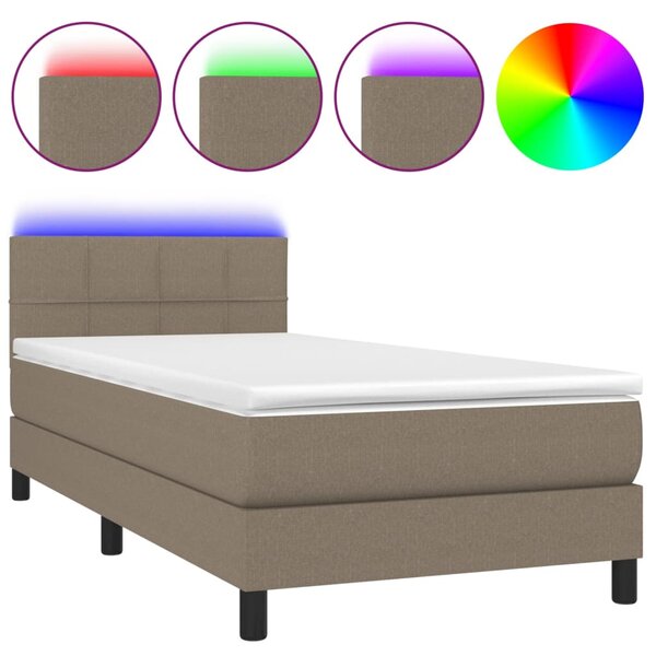 vidaXL Sommier à lattes de lit avec matelas LED Taupe 80x200 cm Tissu