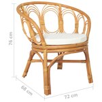 vidaXL Chaise à manger avec coussin marron clair Rotin naturel et lin