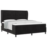 Lit à ressort vidaXL avec matelas Noir 180x200 cm Velours