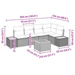 vidaXL Ensemble de 6 Canapés de Jardin avec Coussins Noir en Poly Rattan Acacia