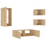 vidaXL Meuble TV muraux 4 Pièces avec lumières LED chêne sonoma