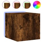 vidaXL Meubles TV muraux et lumières LED 2Pièces chêne fumé 30 5x35x30 cm