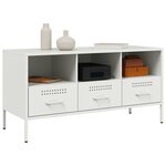vidaXL Meuble TV blanc 100 5x39x50 5 cm acier laminé à froid