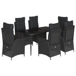 vidaXL Ensemble à manger de jardin coussins 7Pièces Noir Résine tressée