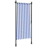 vidaXL Store roulant d'extérieur bleu et blanc 120x270 cm tissu acier