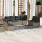 vidaXL Salon de jardin 8 Pièces avec coussins gris résine tressée